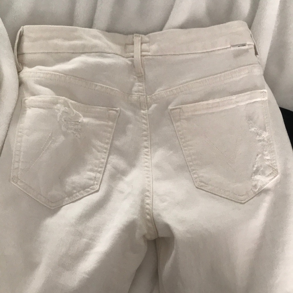 Mother denim high waisted ankle fray jeans white